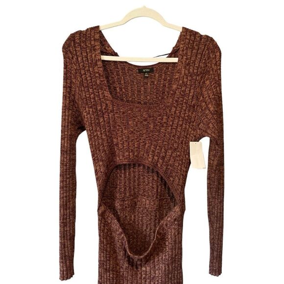 Revolve AFRM Skye Cutout Midi Sweater Dress in Marled Port - Picture 4 of 9